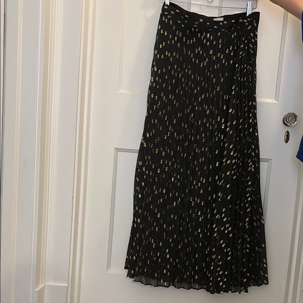 Chico's Black and Gold Patterned Maxi Skirt